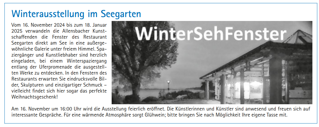 WinterSehFenster wird am Samstag eröffnet