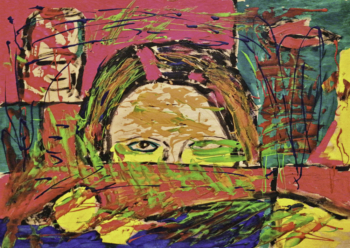 <b>behind closed walls</b> | acrylic on wood | 42 x 60 cm